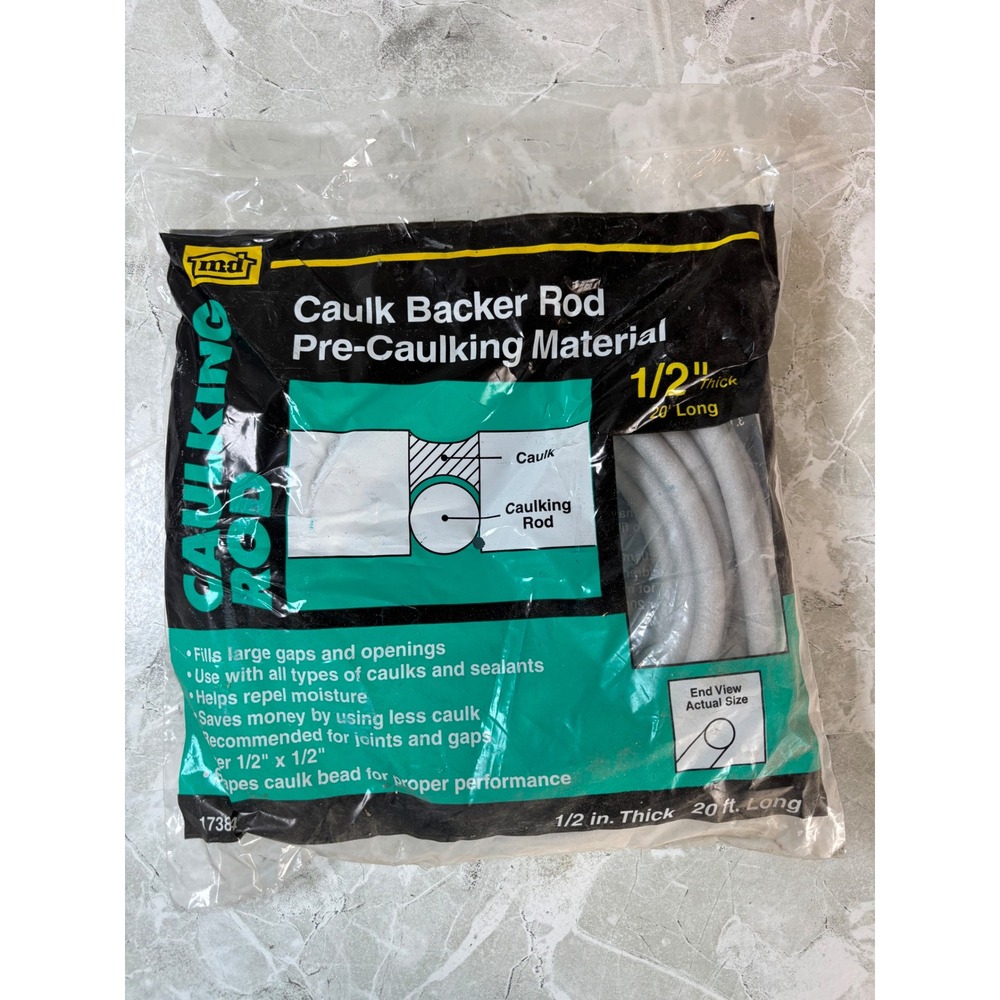 MD Building Products Caulk Backer Rod 1/2 Inch x 20 Feet Grey 17384 NEW